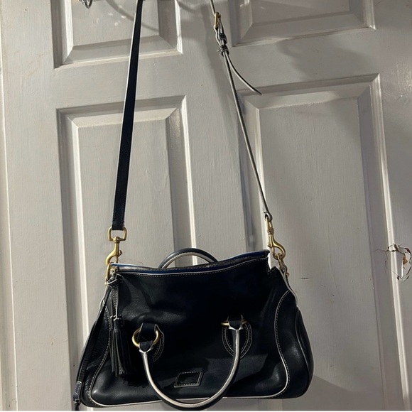 Dooney & Bourke Handbags - Dooney & Bourke Black Leather Shoulder Bag with Gold Hardware